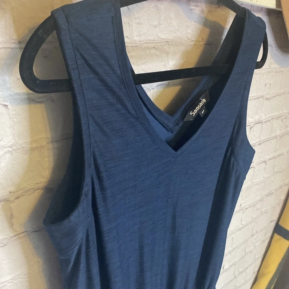 Sansara Navy Soft Sleeveless Jumpsuit with Pockets & Elastic Adjustable Waist S - Picture 8 of 11